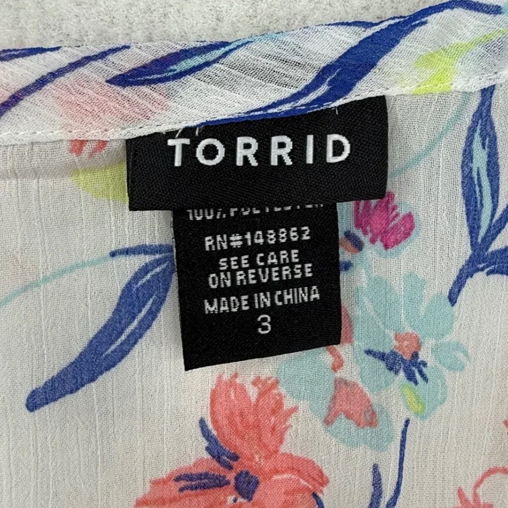 Torrid Womens Plus 3 Floral Babydoll Cami Tank Top Chiffon Boho cottagecore - Picture 2 of 7